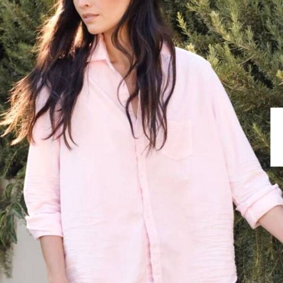 Frank&Eileen Eileen Relaxed Button-Up pink Blouse in Famous Denim sz XS - Picture 1 of 5